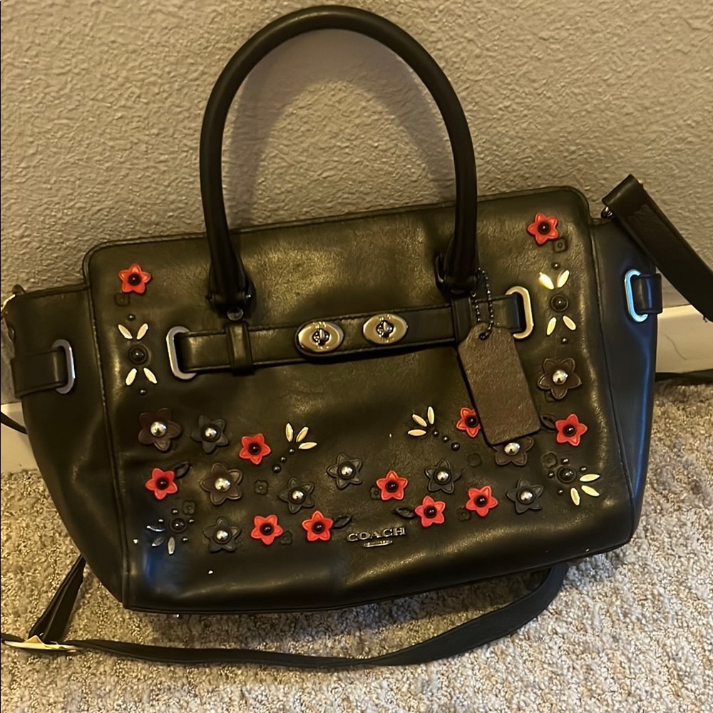 Coach Black and Red Satchel with Elegant Design